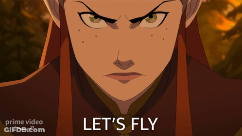 Woman With Let's Fly Text GIF