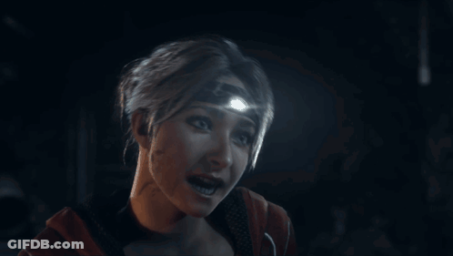 Woman With Light On Head Looking GIF