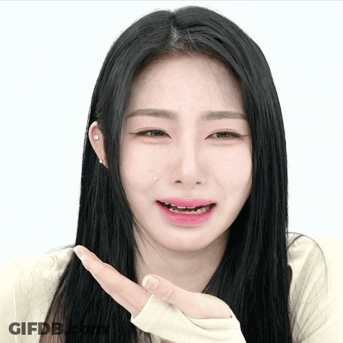 Woman With Long Black Hair Crying Tear GIF