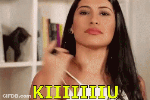 Woman With Long Black Hair Funny Face Kiiiiiiu GIF
