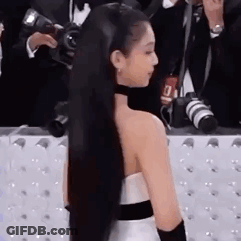 Woman With Long Black Hair In White Dress GIF