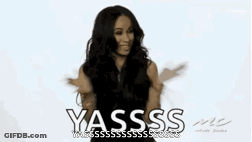 Woman With Long Black Hair Making Funny Face Saying Yasssss GIF