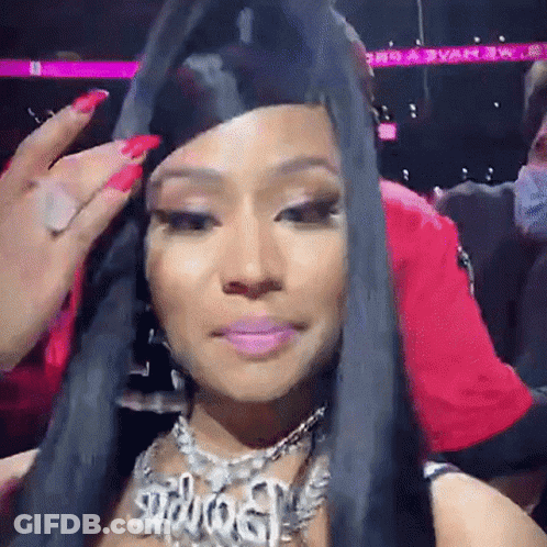 Woman With Long Black Hair Red Nails Wearing Necklace Saying SDD GIF
