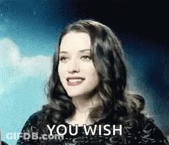 Woman With Long Black Hair Smiling Saying You Wish GIF