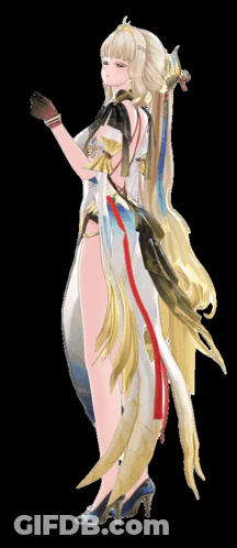 Woman With Long Blonde Hair In White Dress And Blue Heels GIF