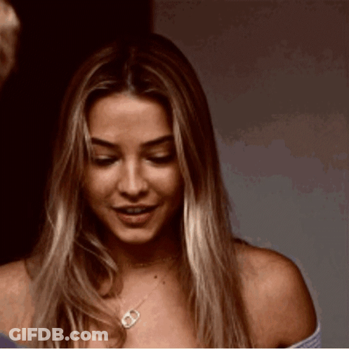 Woman With Long Blonde Hair Smiling Necklace D GIF