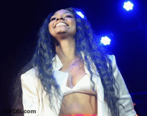 Woman With Long Blue Hair Smiling GIF