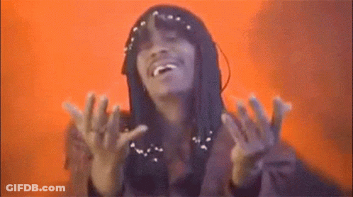 Woman With Long Hair And Mustache Funny Face Hands Up GIF