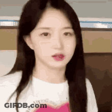 Woman With Long Hair And Pink Heart GIF
