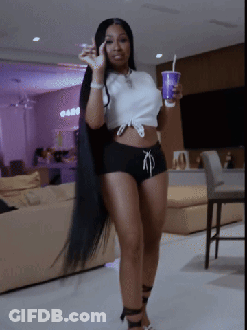 Woman With Long Hair Holding Purple Cup GIF