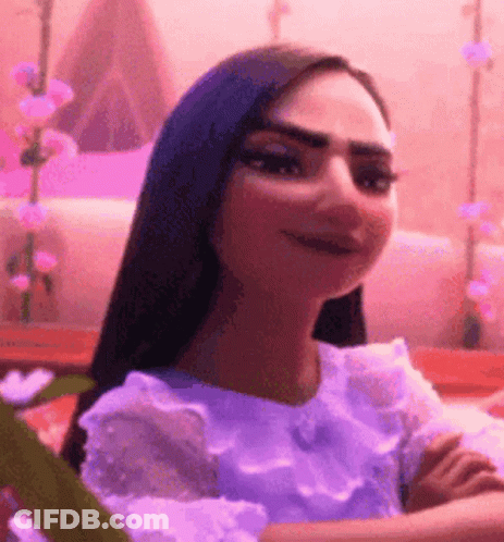 Woman With Long Hair In Purple Dress Smiling GIF