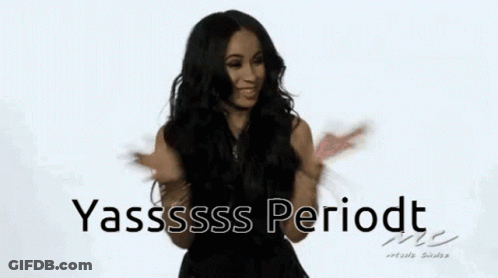Woman With Long Hair Making Funny Face Periodt GIF