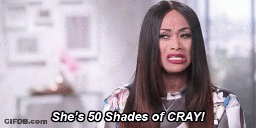 Woman With Long Hair Making Funny Face Saying She's 50 Shades Of Cray GIF