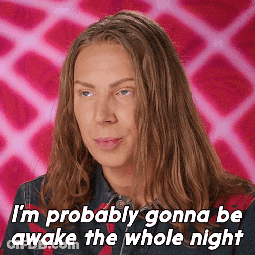 Woman With Long Hair Saying Gonna Be Awake All Night GIF