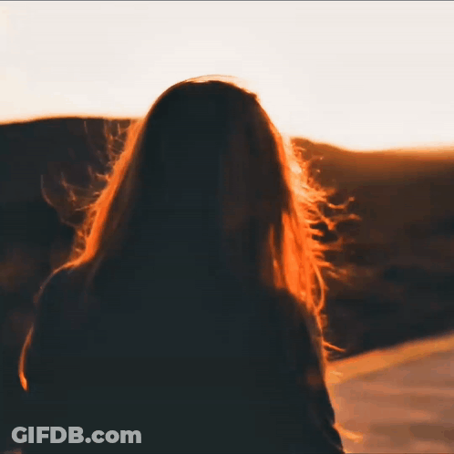 Woman With Long Hair Watching Sunset GIF