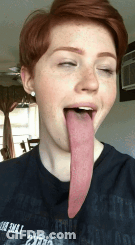 Woman With Long Tongue Wearing Twenty Eight T-Shirt GIF