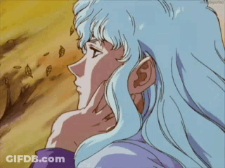 Woman With Long White Hair And Purple Shirt GIF