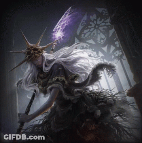 Woman With Long White Hair And Sword GIF