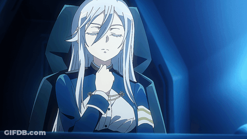 Woman With Long White Hair Sitting With Eyes Closed GIF