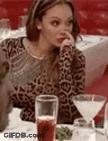 Woman With Martini Glass And Wine Glass GIF