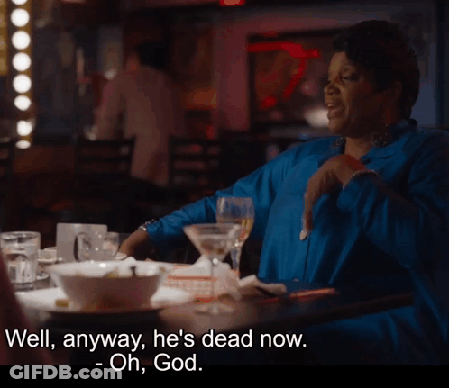 Woman With Martini Saying Well Anyway He's Dead Now GIF