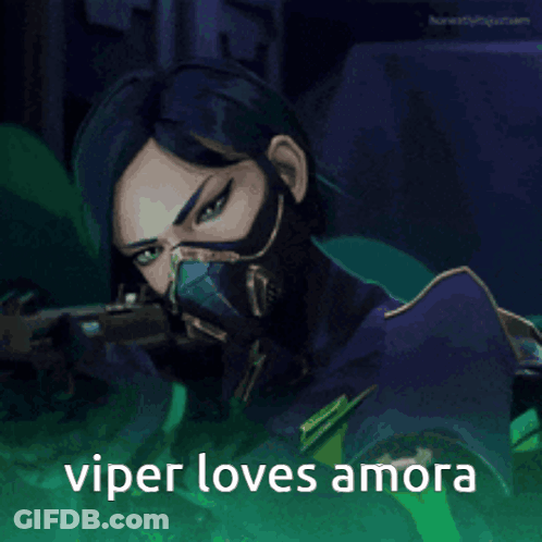 Woman With Mask Saying Viper Loves Amora GIF