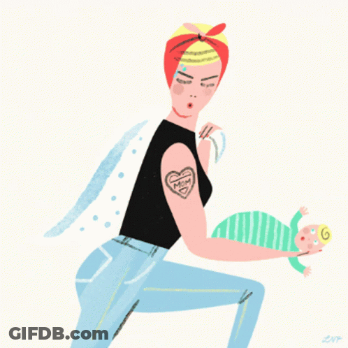 Woman With Mom Tattoo GIF