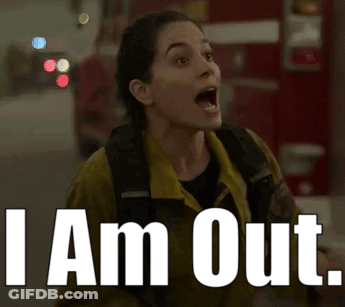 Woman With Mouth Open Saying I Am Out GIF