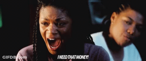 Woman With Mouth Open Saying I Need That Money GIF