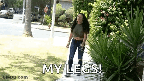 Woman With My Legs Written On Leg GIF