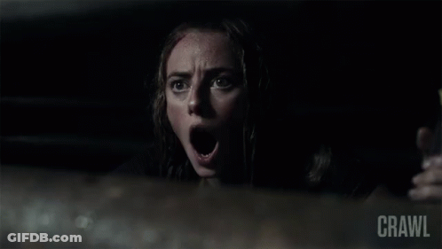 Woman With Open Mouth And Word Crawl GIF