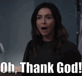 Woman With Open Mouth Saying Oh Thank God GIF