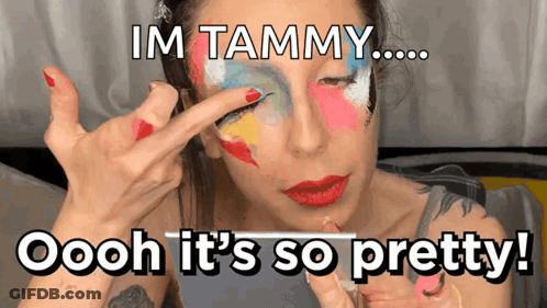 Woman With Paint On Face Says Im Tammy GIF