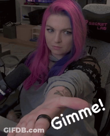 Woman With Pink And Purple Hair Pointing GIF