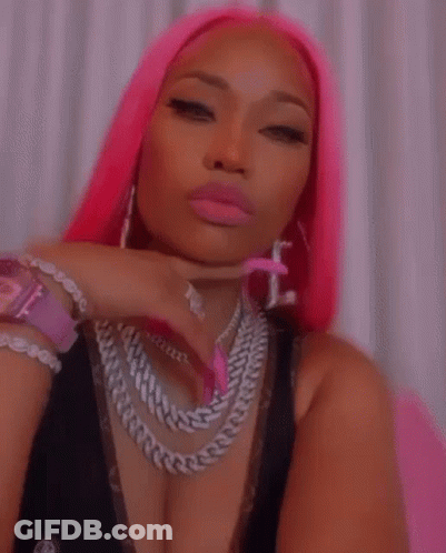 Woman With Pink Hair And Black Top GIF
