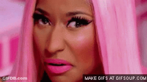 Woman With Pink Hair And Lips Close Up GIF