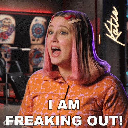 Woman With Pink Hair Freaking Out GIF