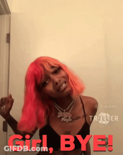 Woman With Pink Hair Girl Bye GIF