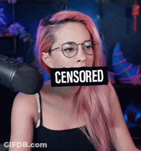 Woman With Pink Hair Glasses Censor Sign GIF