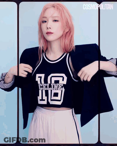 Woman With Pink Hair In Celine Jersey GIF