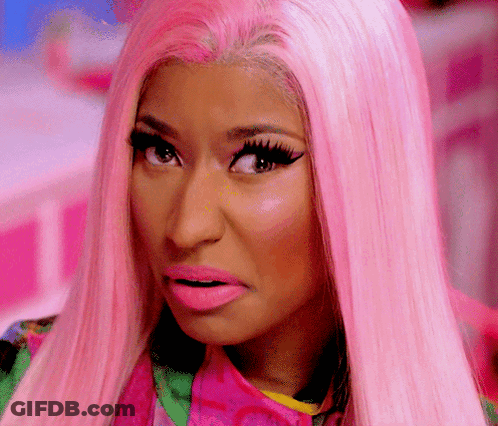 Woman With Pink Hair Making Funny Face GIF