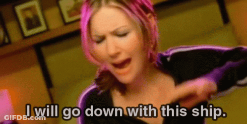 Woman With Pink Hair Saying I Will Go Down With This Ship GIF