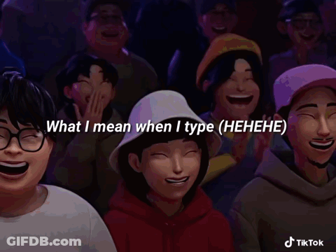 Woman With Pink Hair Saying What I Mean When I Type Hehe GIF