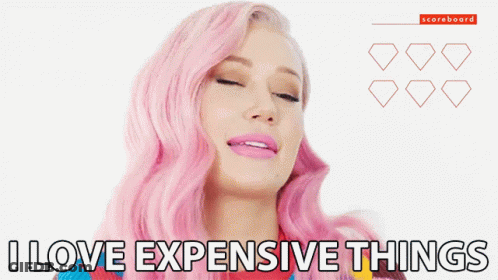 Woman With Pink Hair Says I Love Expensive Things GIF