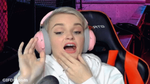 Woman With Pink Headphones On Chair With Ato GIF