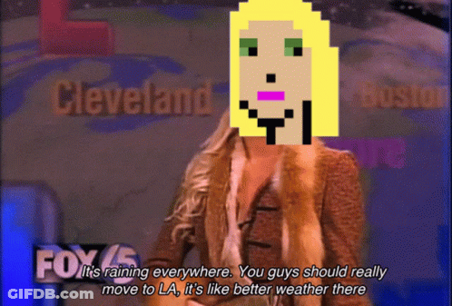 Woman With Pixelated Face Says It's Raining Everywhere GIF