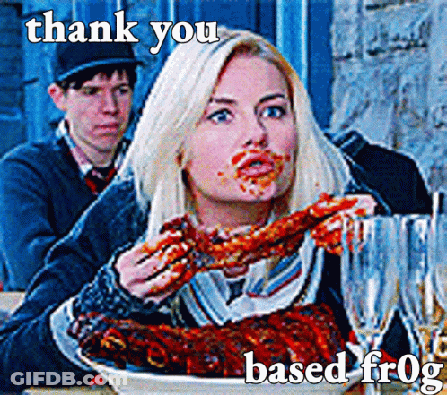 Woman With Plate And Thank You Based Frog GIF