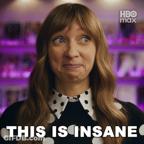 Woman With Polka Dot Collar Making Funny Face Says This Is Insane GIF