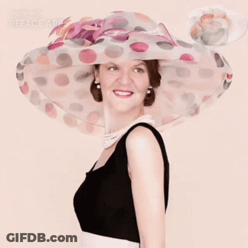 Woman With Polka Dot Hat And Pearls Reface GIF