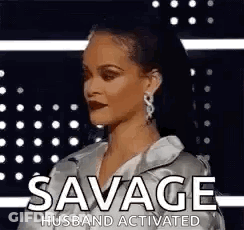 Woman With Ponytail And Earrings Says Savage Husband Activated GIF